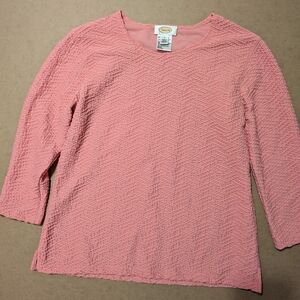 Talbots Ribbed Pink Blouse with Long Sleeves